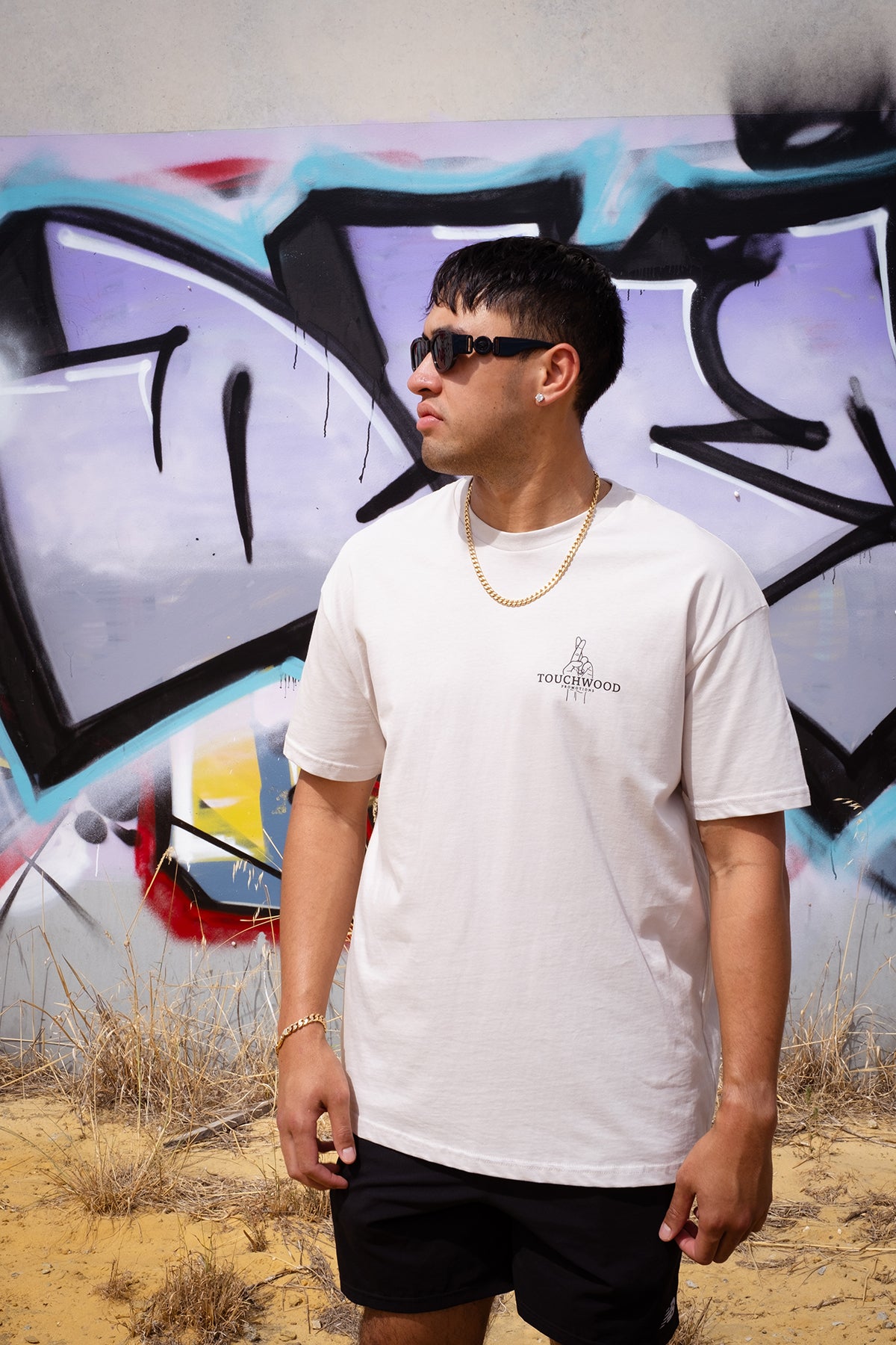 The OG Chest Logo Tee – Beige & Black