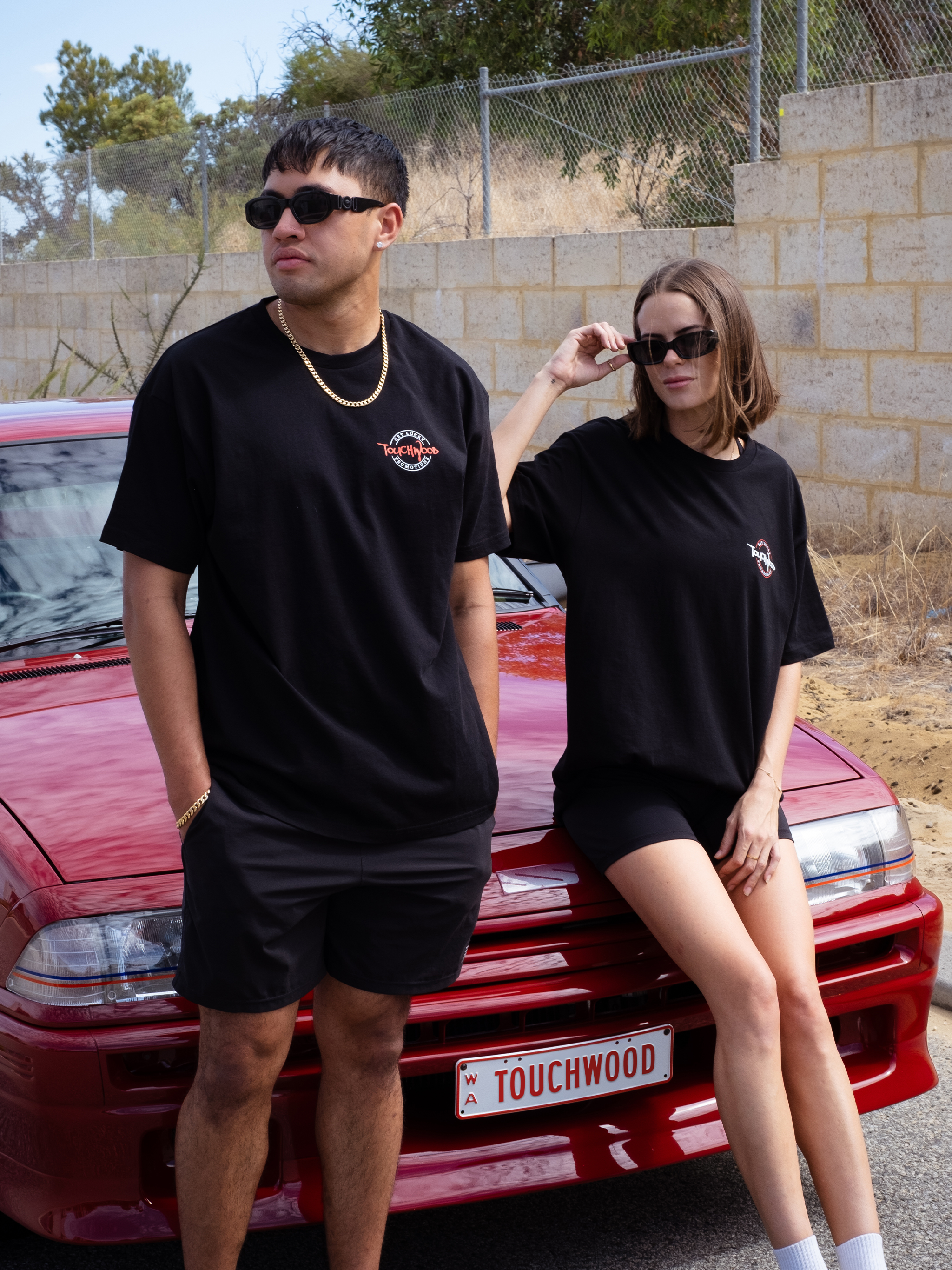 The Get Lucky Centre Logo Tee – Black & Red