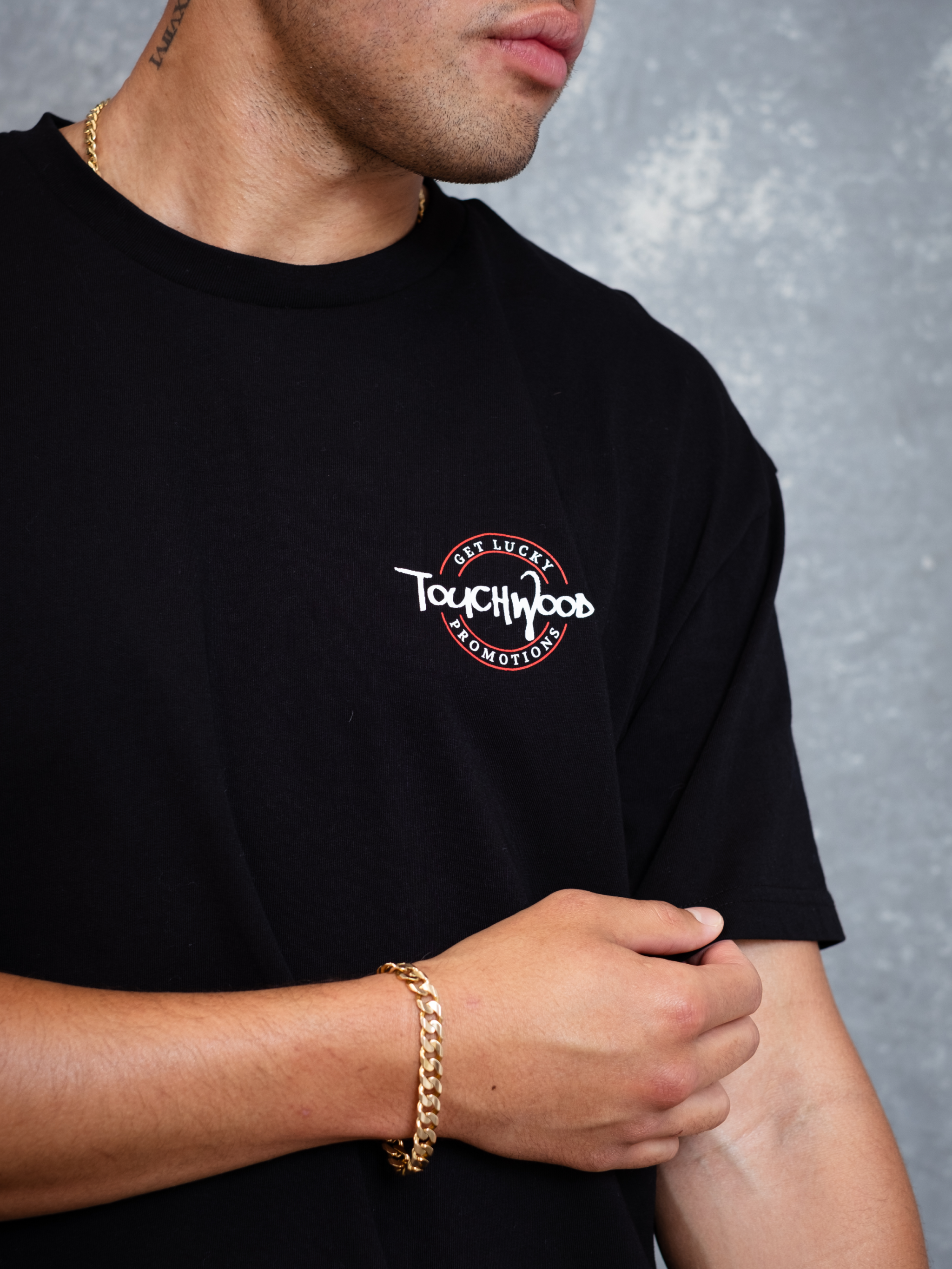 The Get Lucky Centre Logo Tee – Black & White