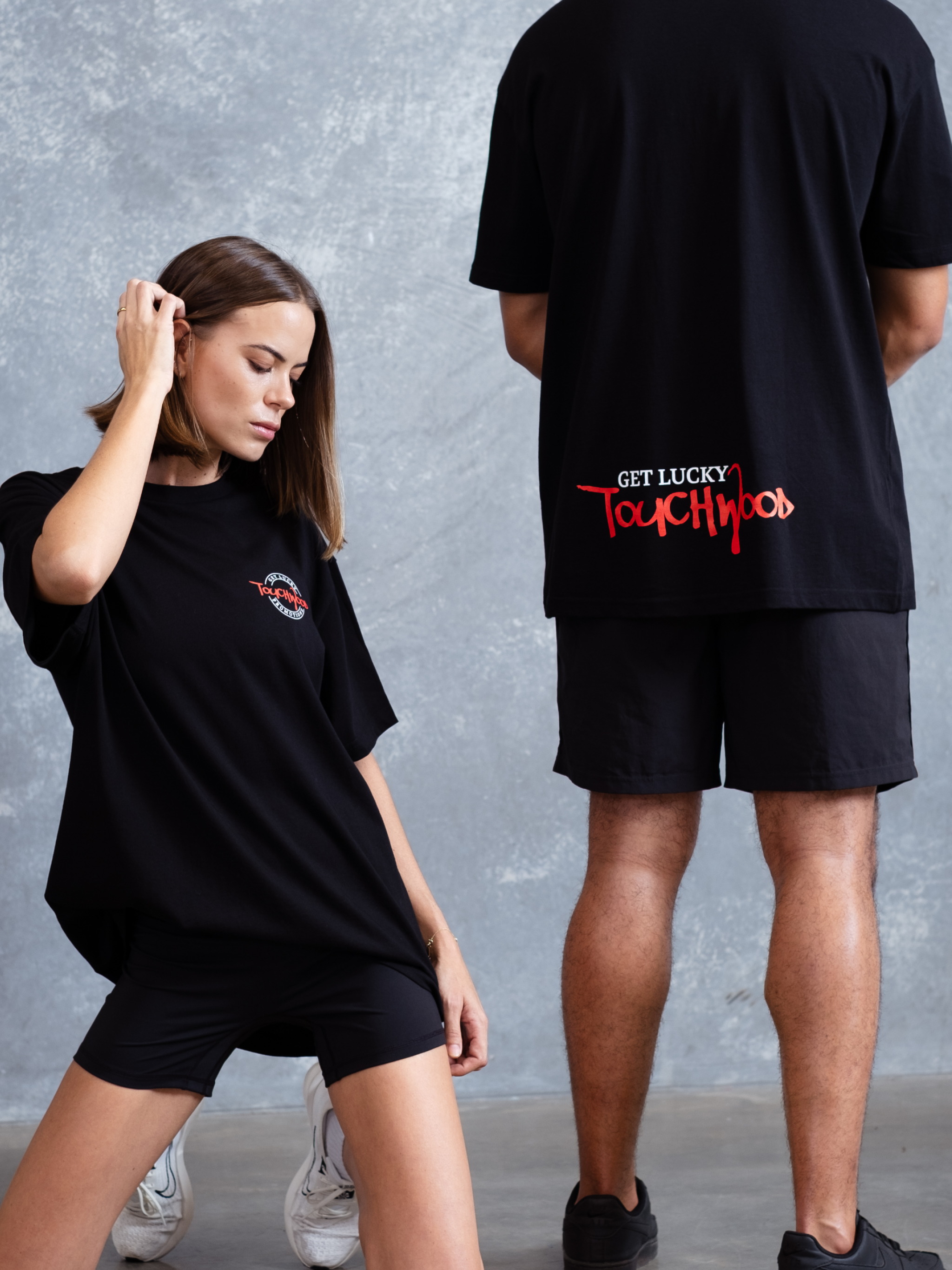 The Get Lucky Lower Logo Tee – Black & Red