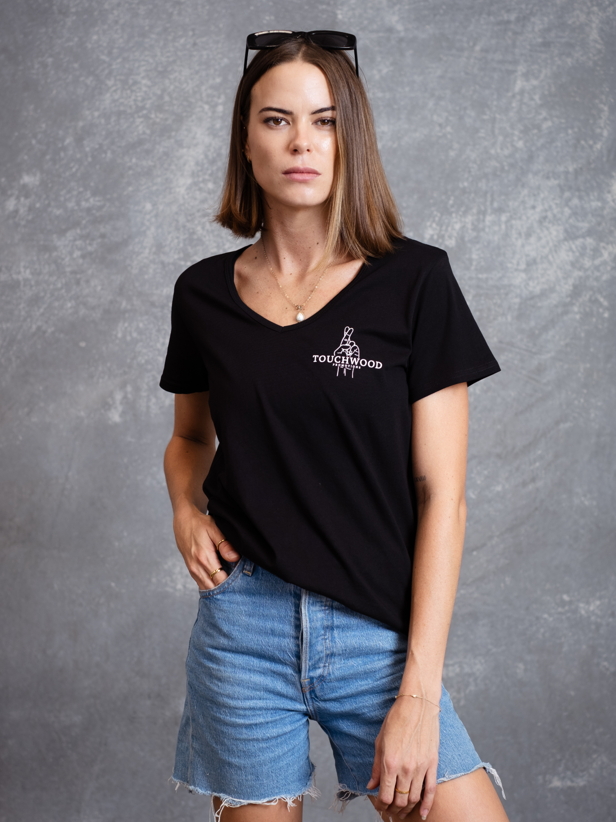 The OG Ladies Bevelled Neck Shirt – White & Black
