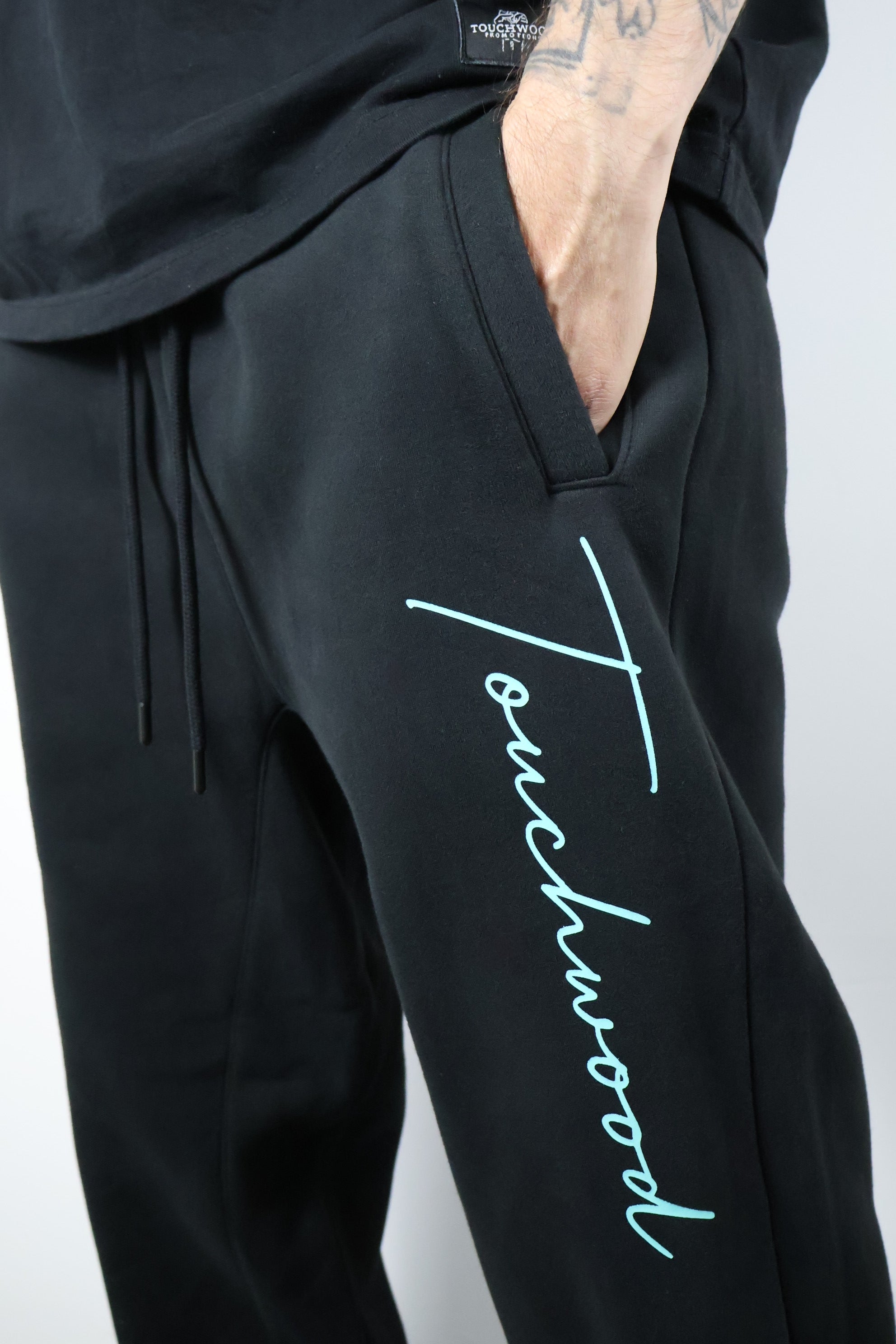 Black and Tiffany Blue Signature Series Track Pants