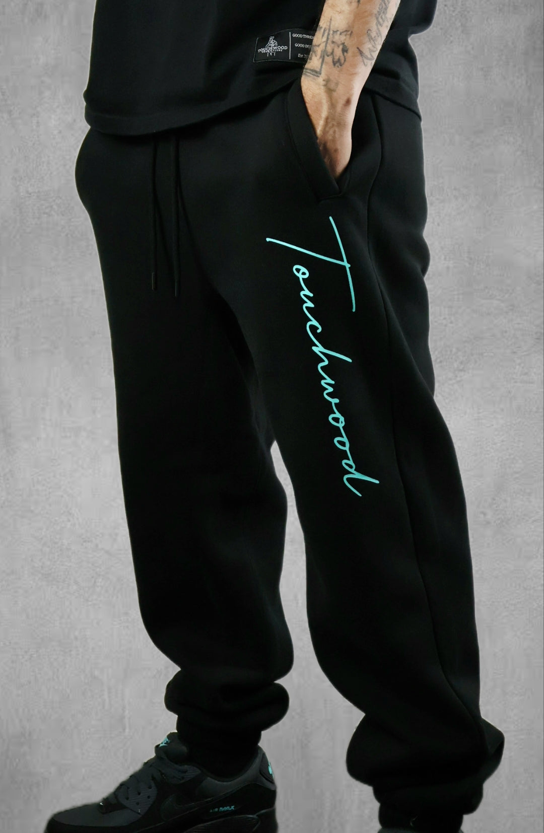 Black and Tiffany Blue Signature Series Track Pants
