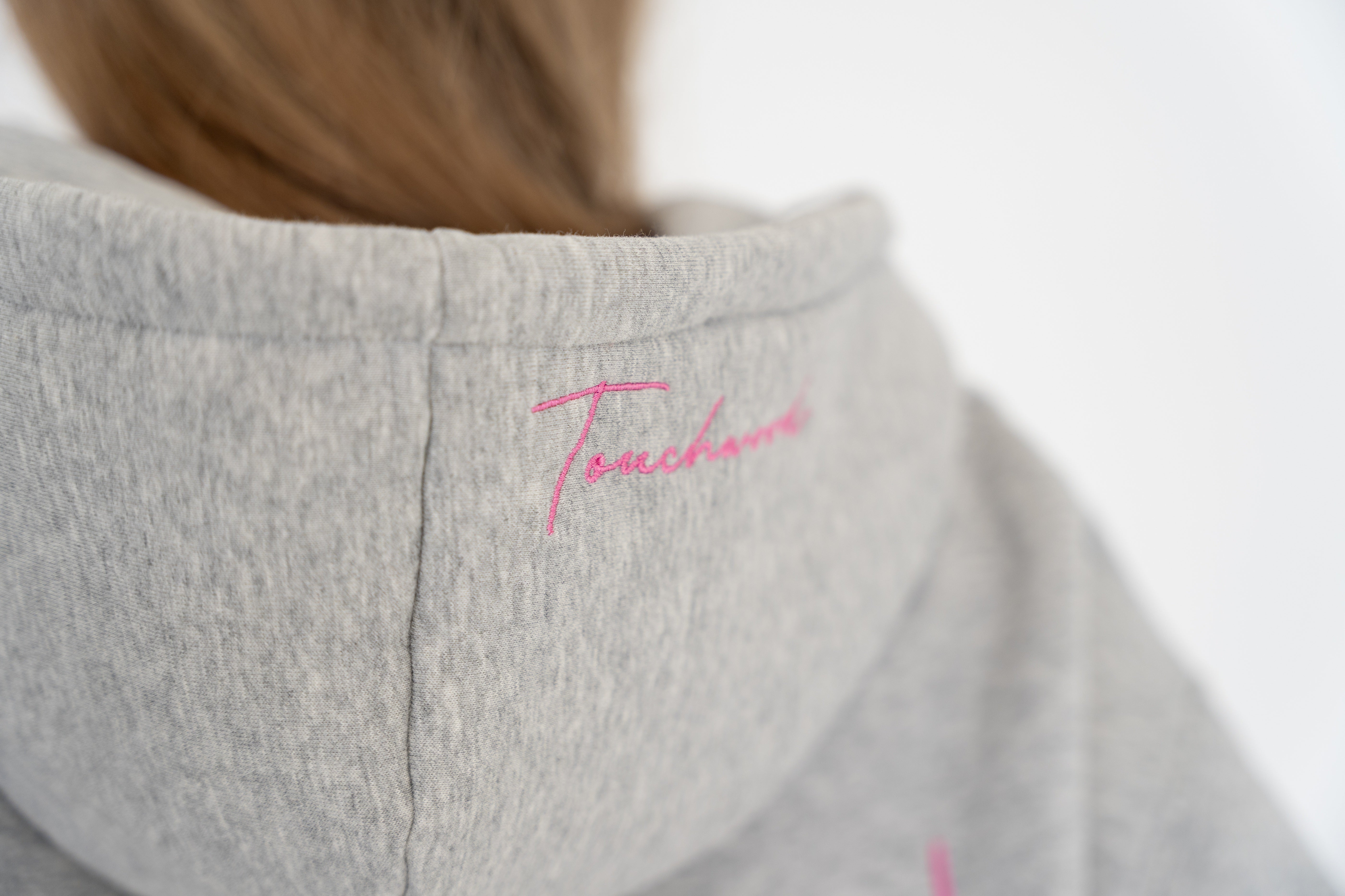Light Grey & Pink Signature Series V-Neck Hoodie