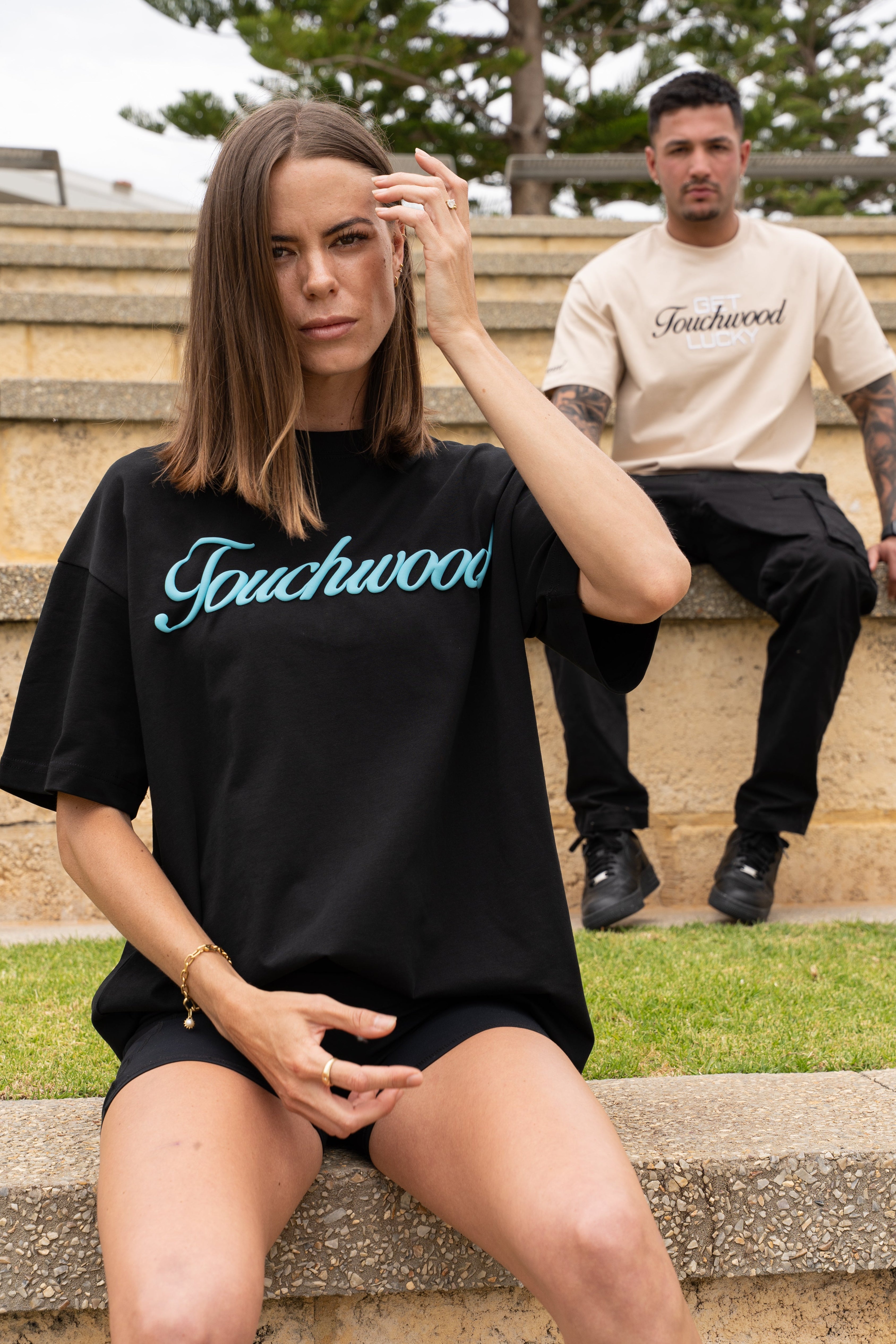 Puff Tee - Black with Blue Puff