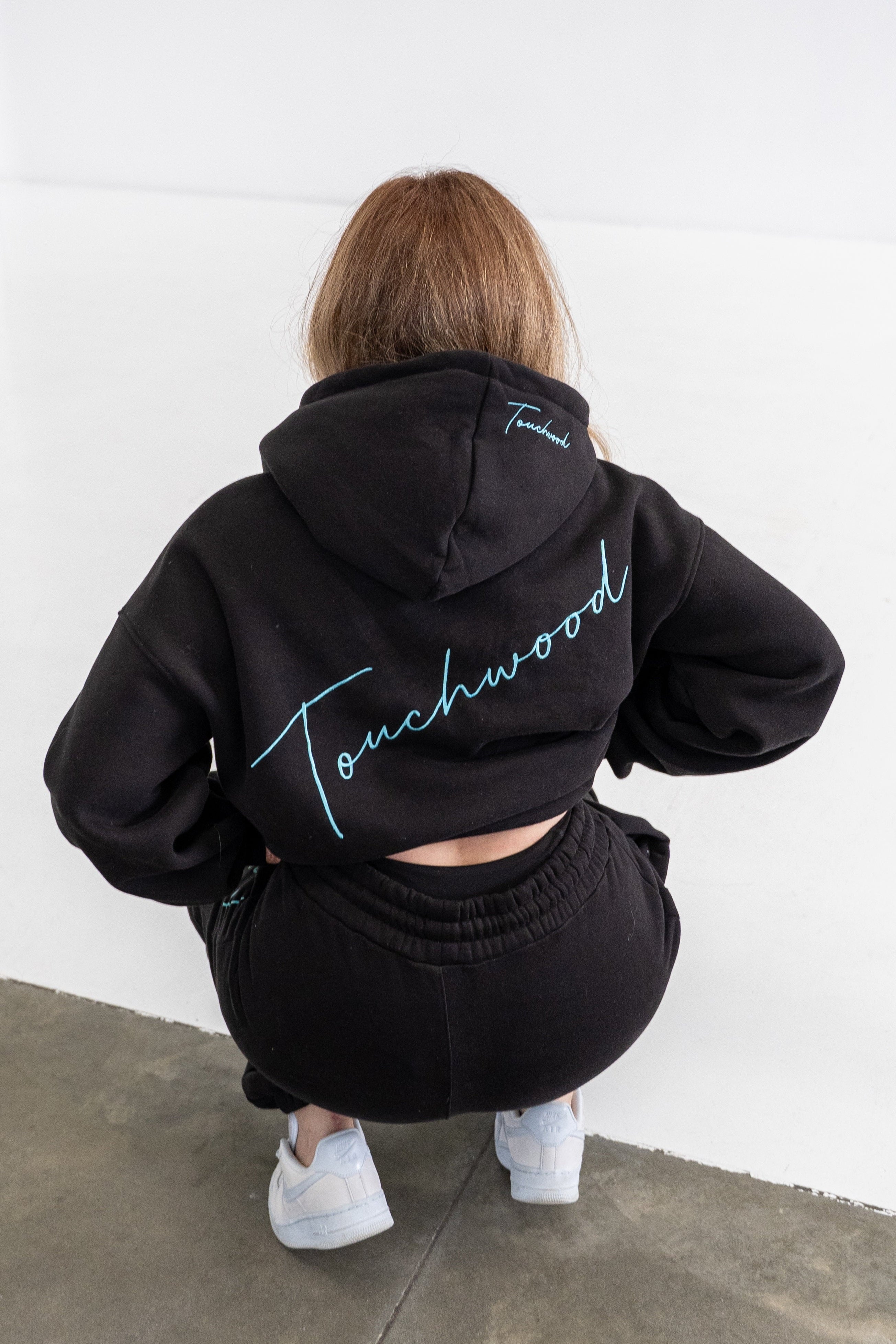 Black & Light Blue Signature Series V-Neck hoodie