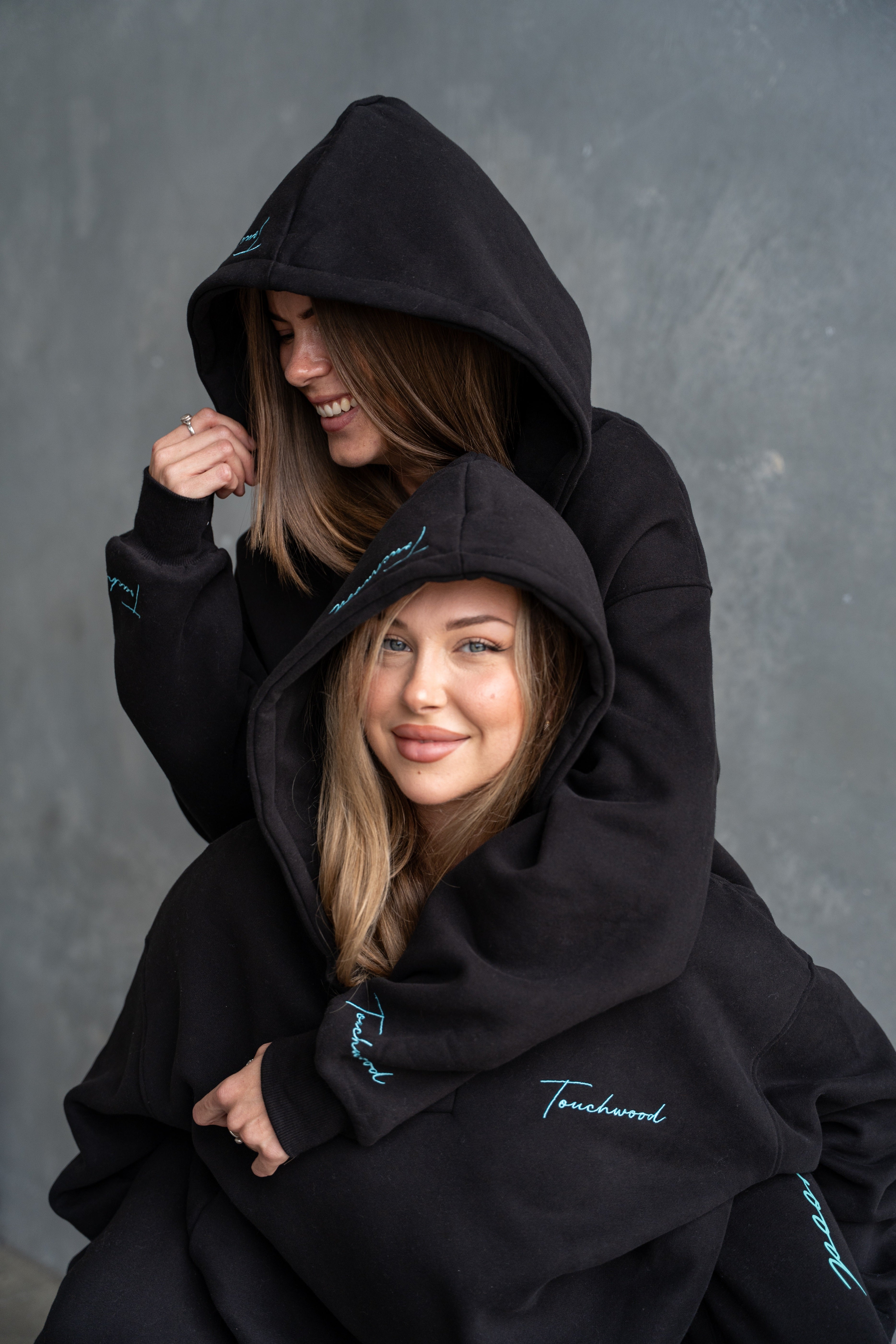 Black & Light Blue Signature Series V-Neck hoodie