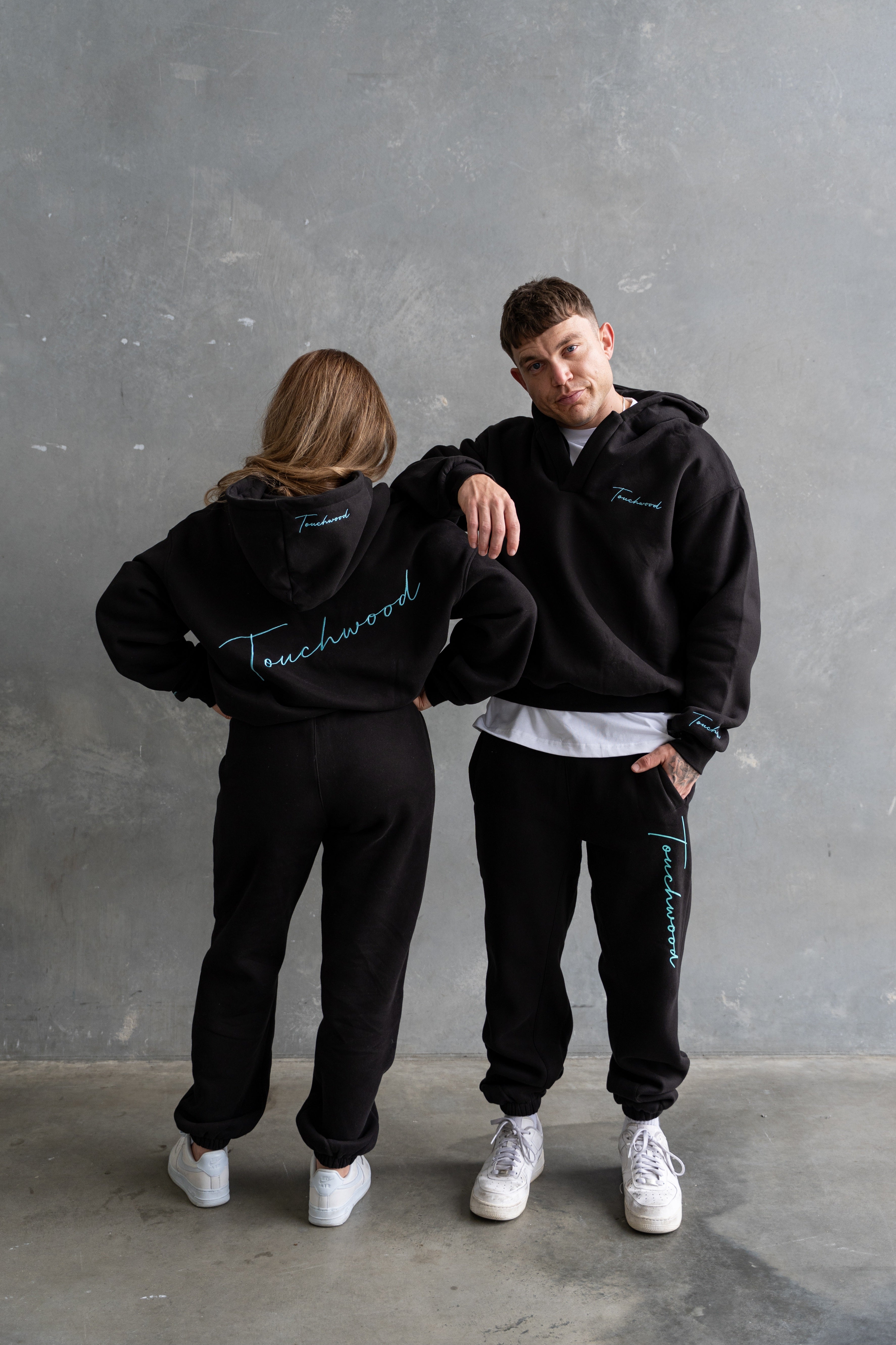 Black & Light Blue Signature Series V-Neck hoodie