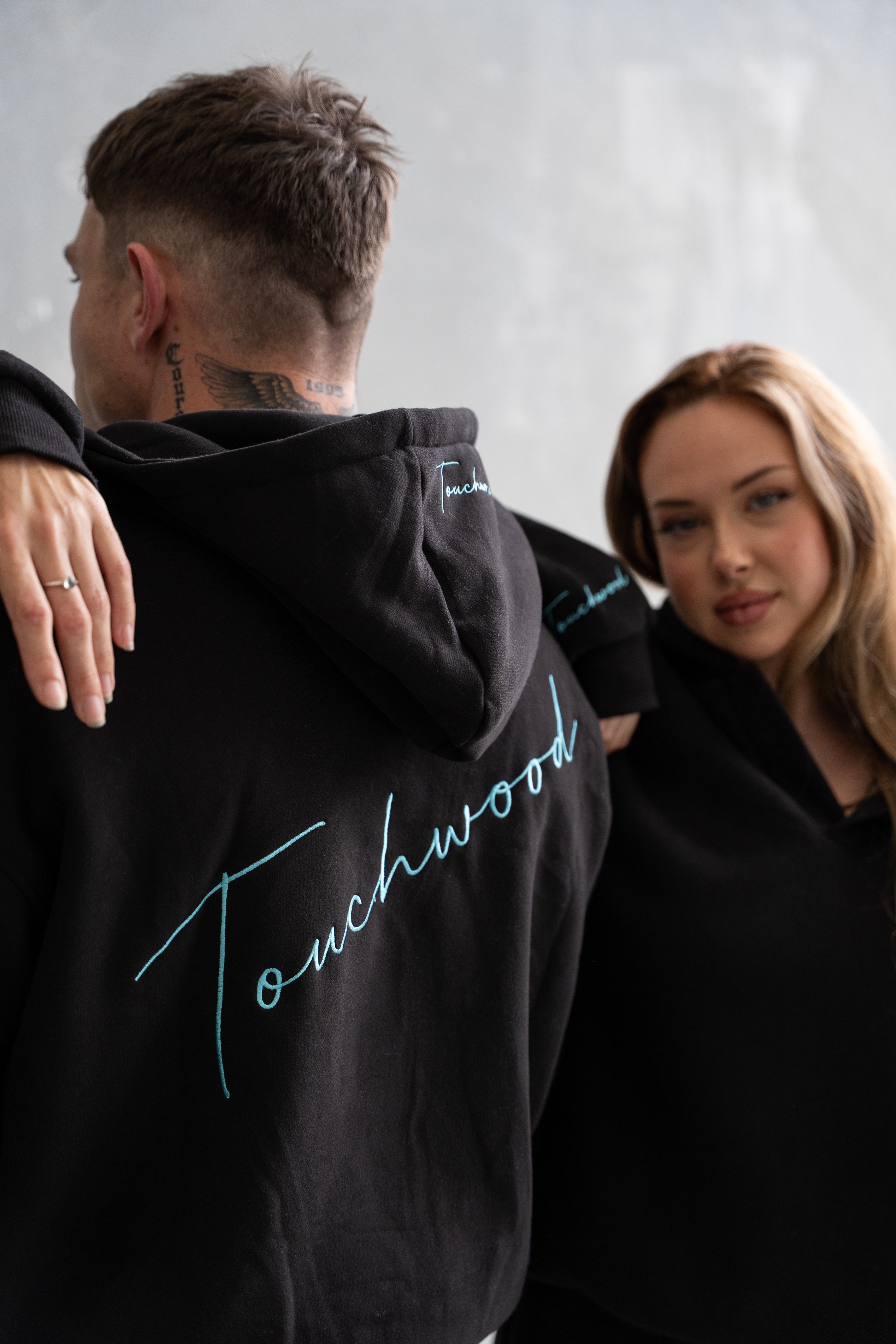 Black & Light Blue Signature Series V-Neck hoodie