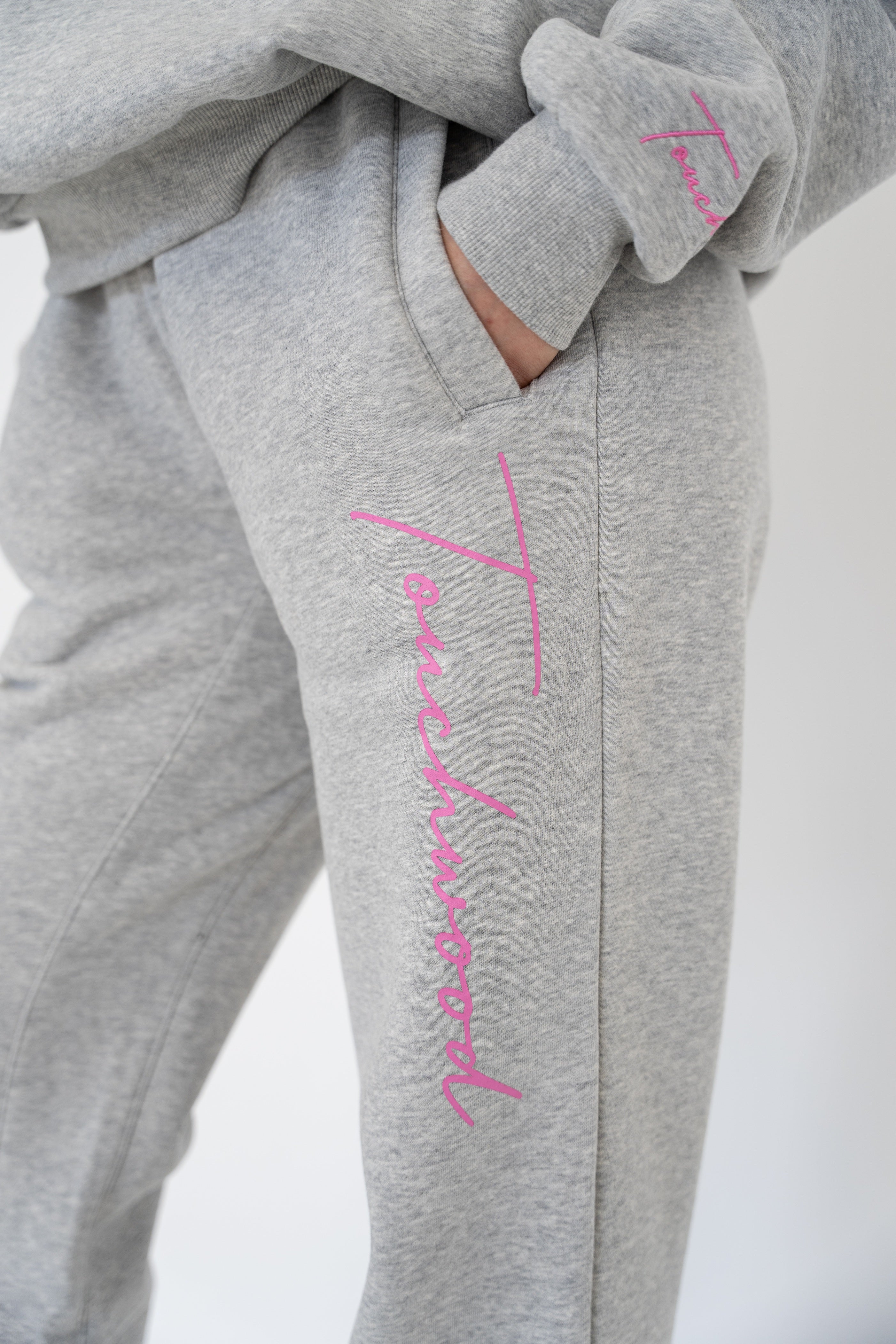 Light Grey and Pink Signature Series Track Pants