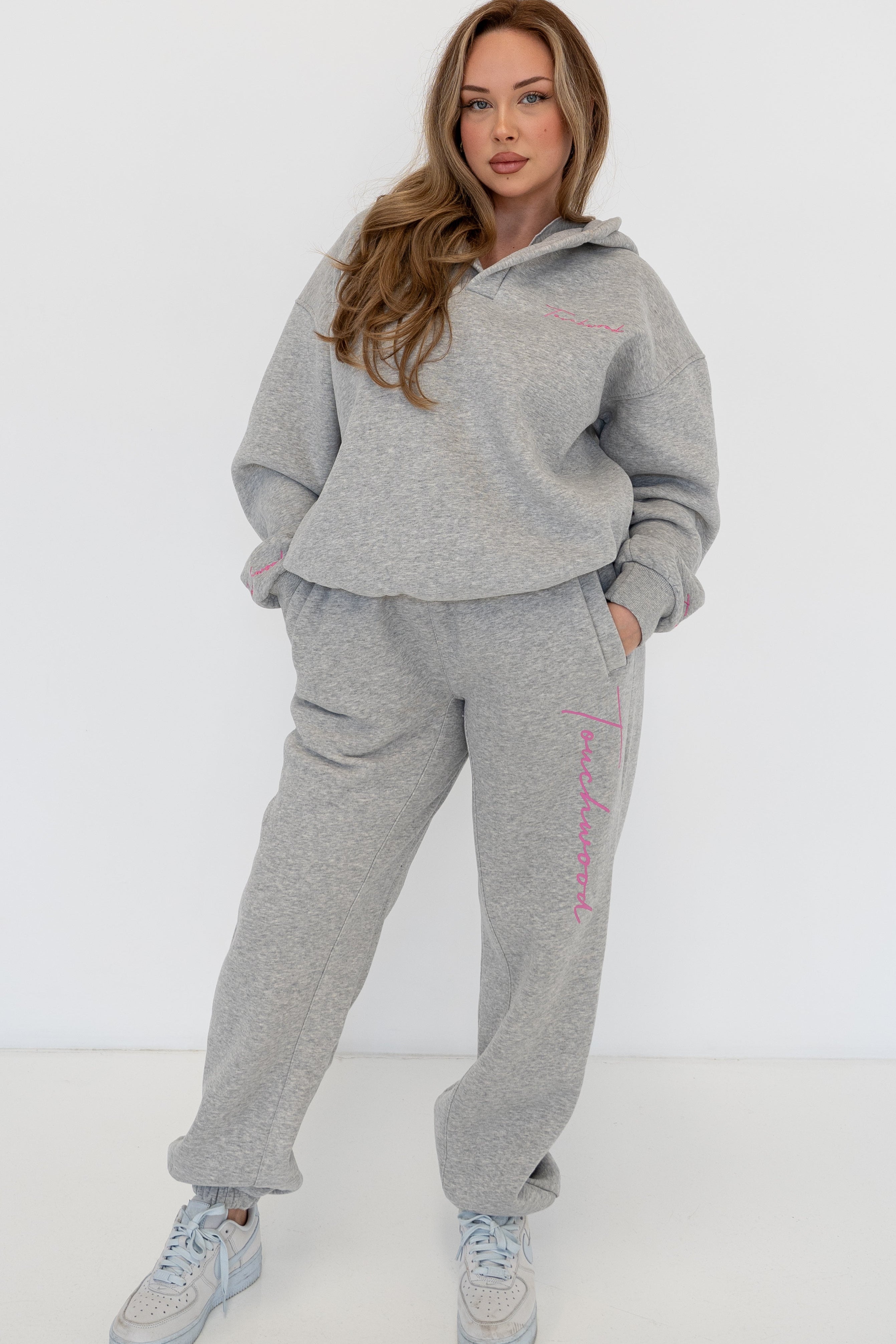 Light Grey and Pink Signature Series Track Pants