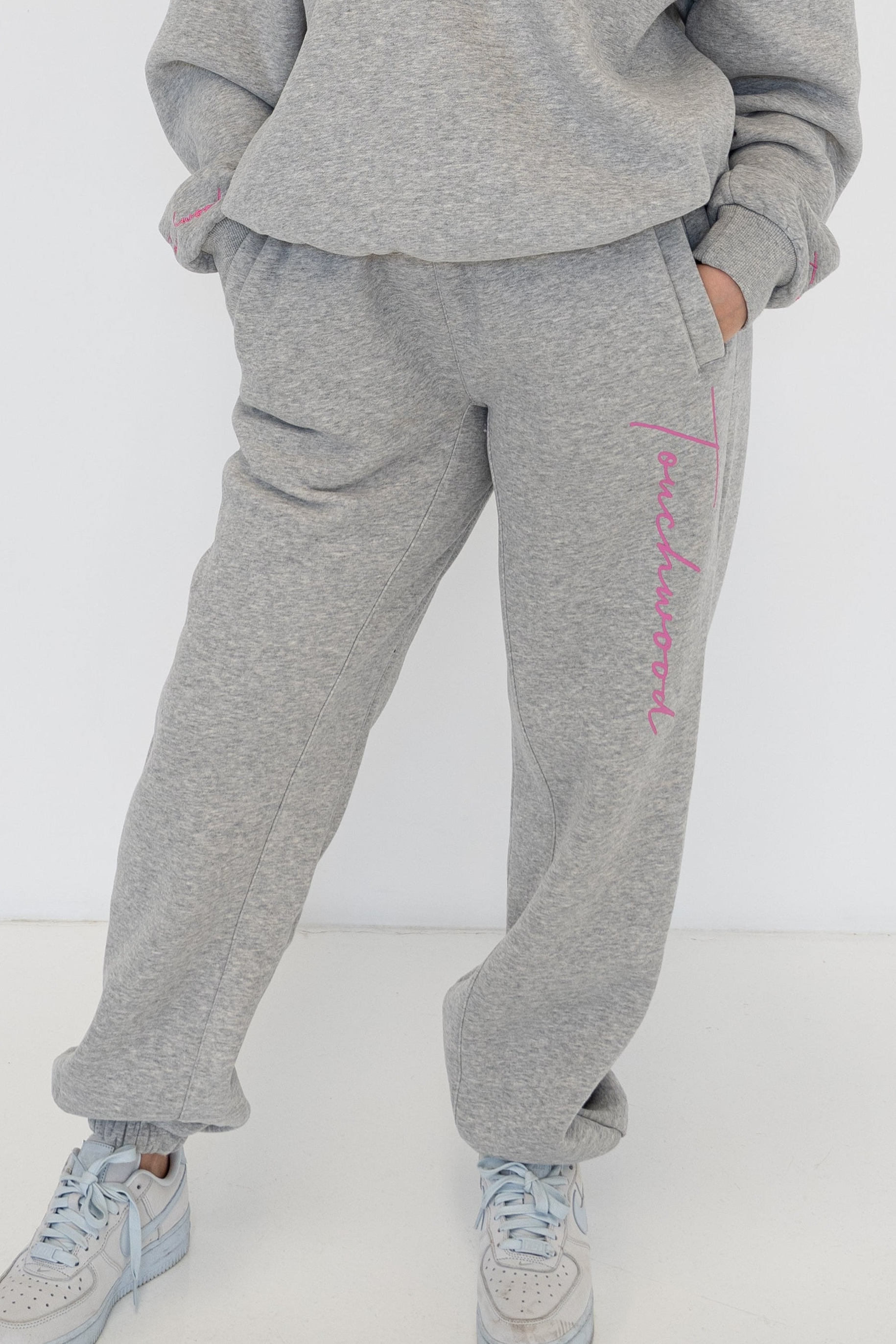 Light Grey and Pink Signature Series Track Pants