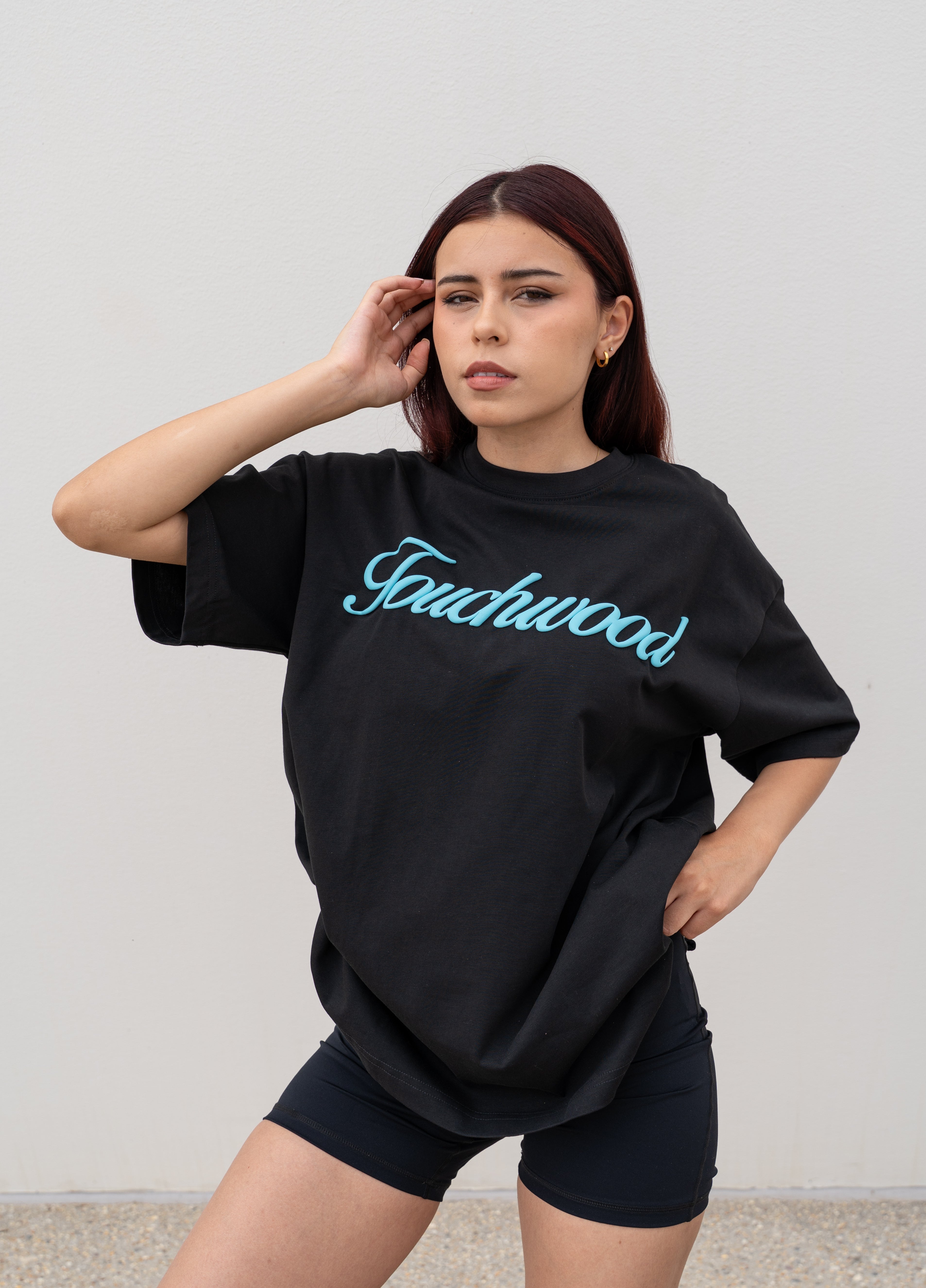 Puff Tee - Black with Blue Puff