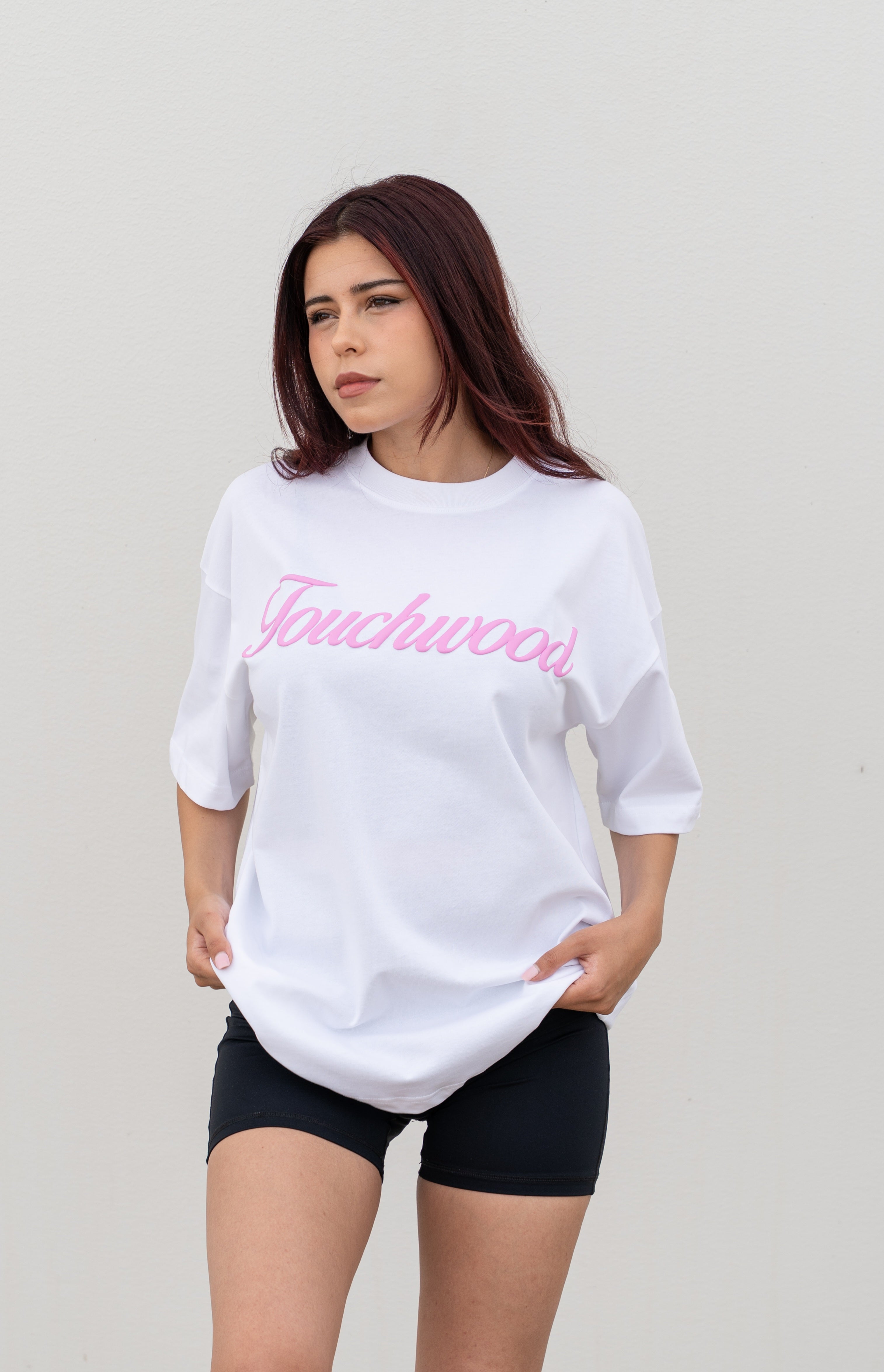 Puff Tee - White with Pink Puff