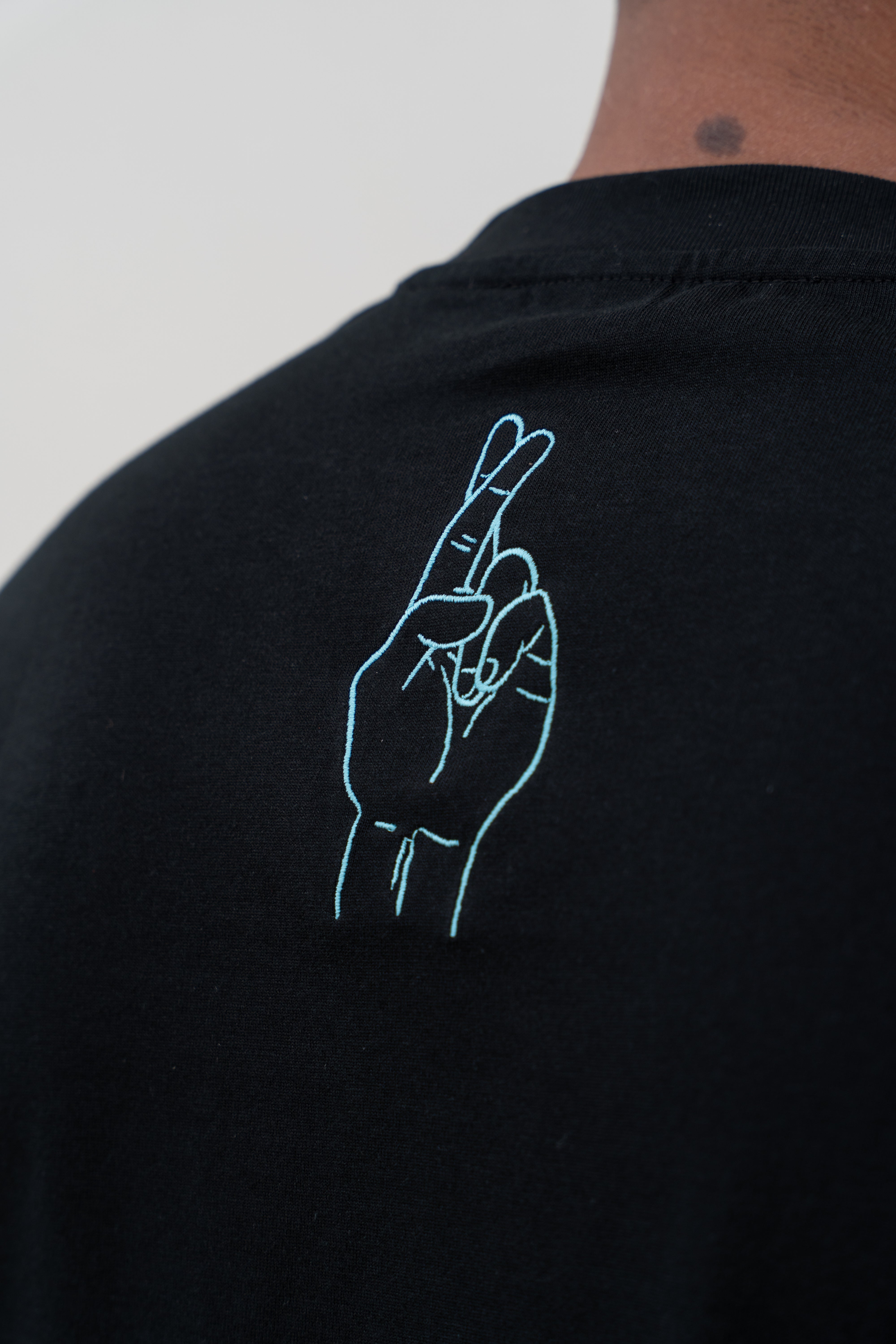 Embroidered "Get Lucky" - Black & Blue