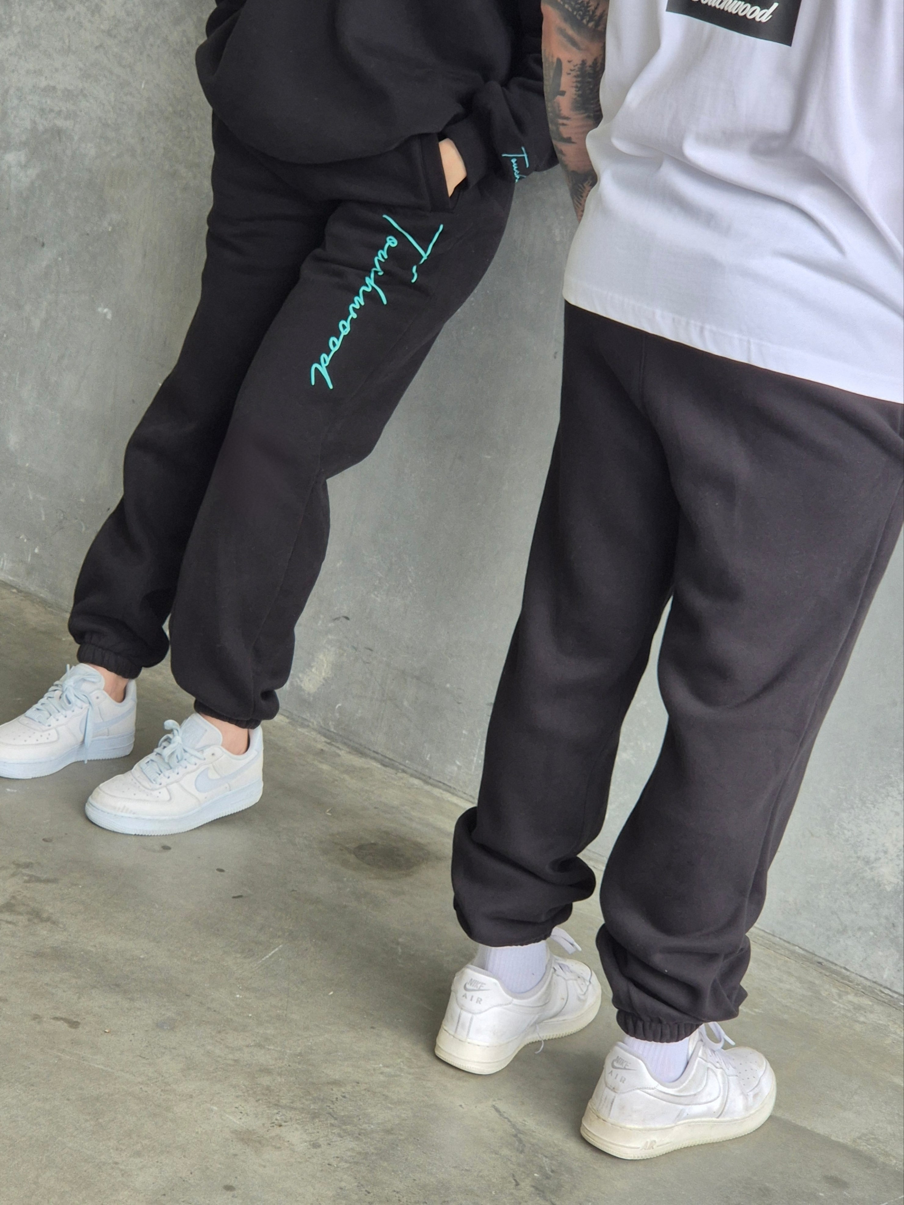 Black and Tiffany Blue Signature Series Track Pants
