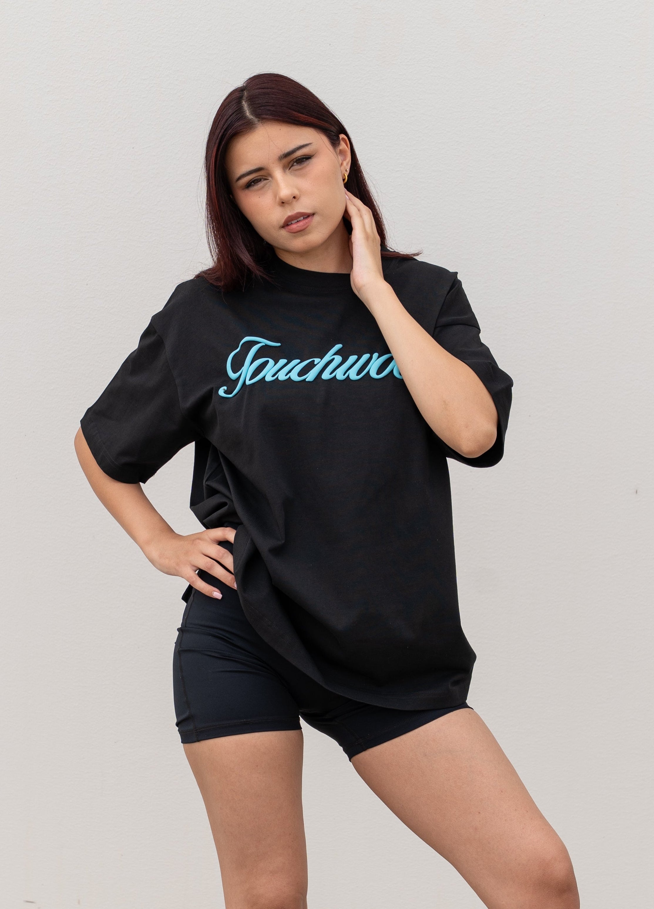 Puff Tee - Black with Blue Puff