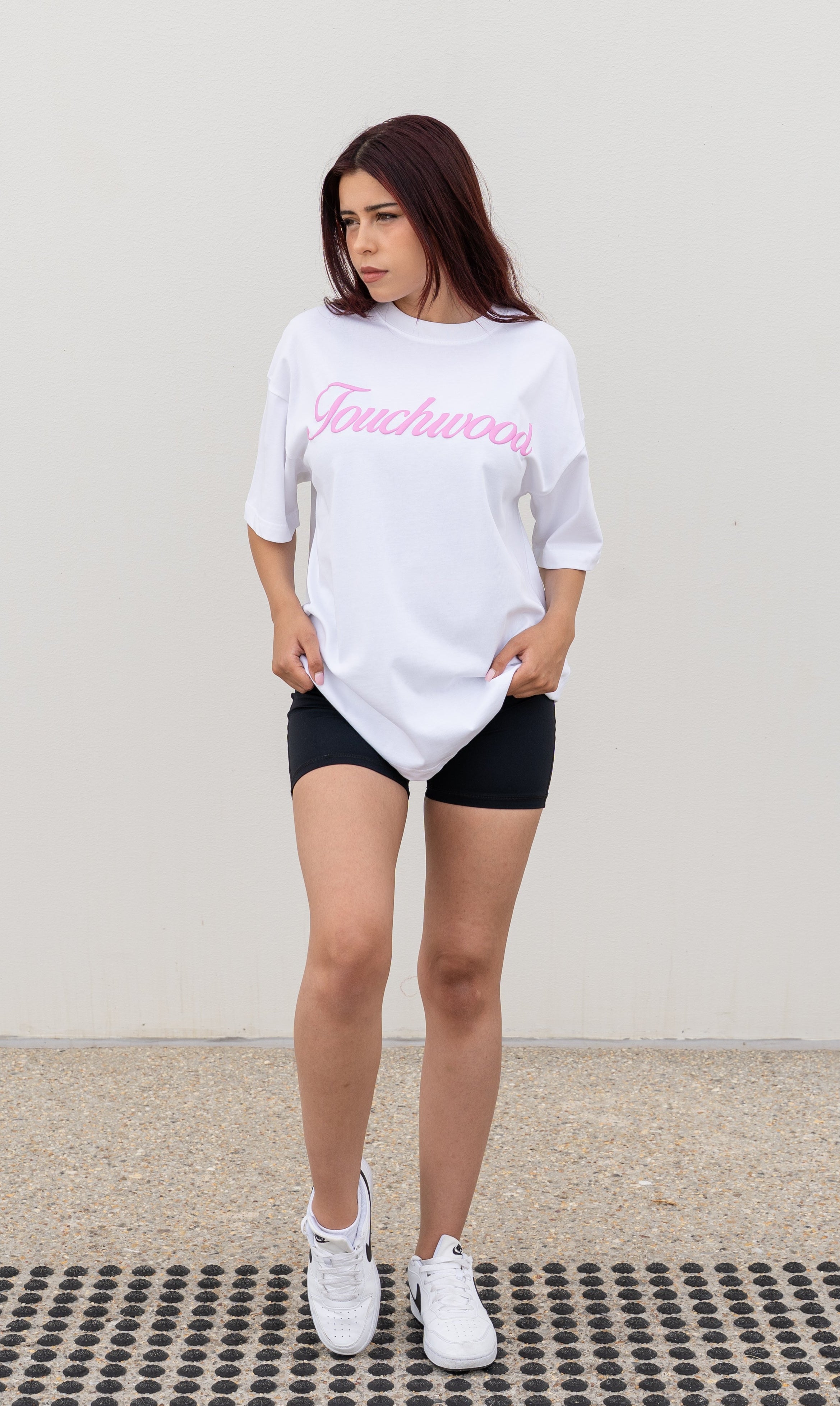 Puff Tee - White with Pink Puff
