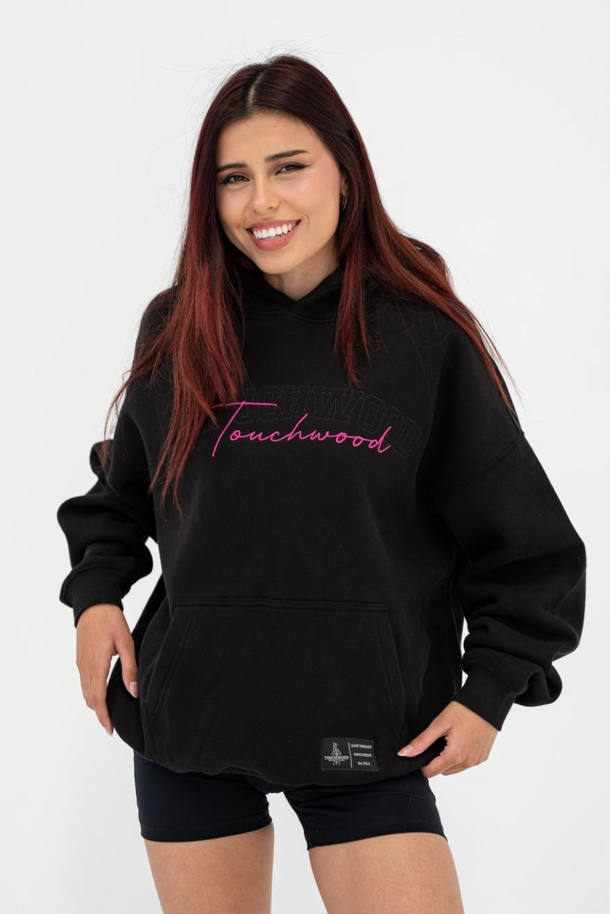 Signature Series Hoodie - Black & Pink Embroidery