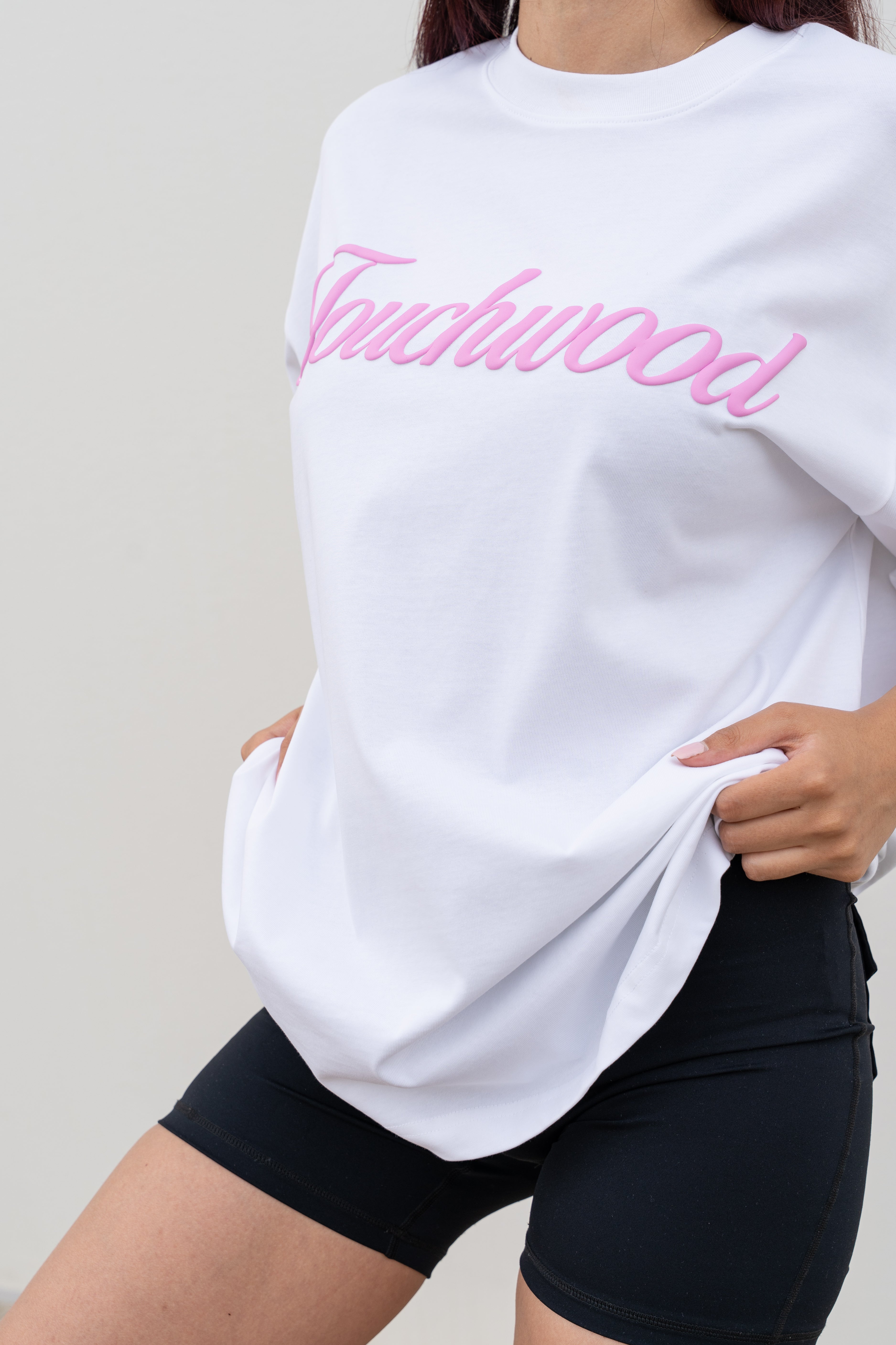 Puff Tee - White with Pink Puff