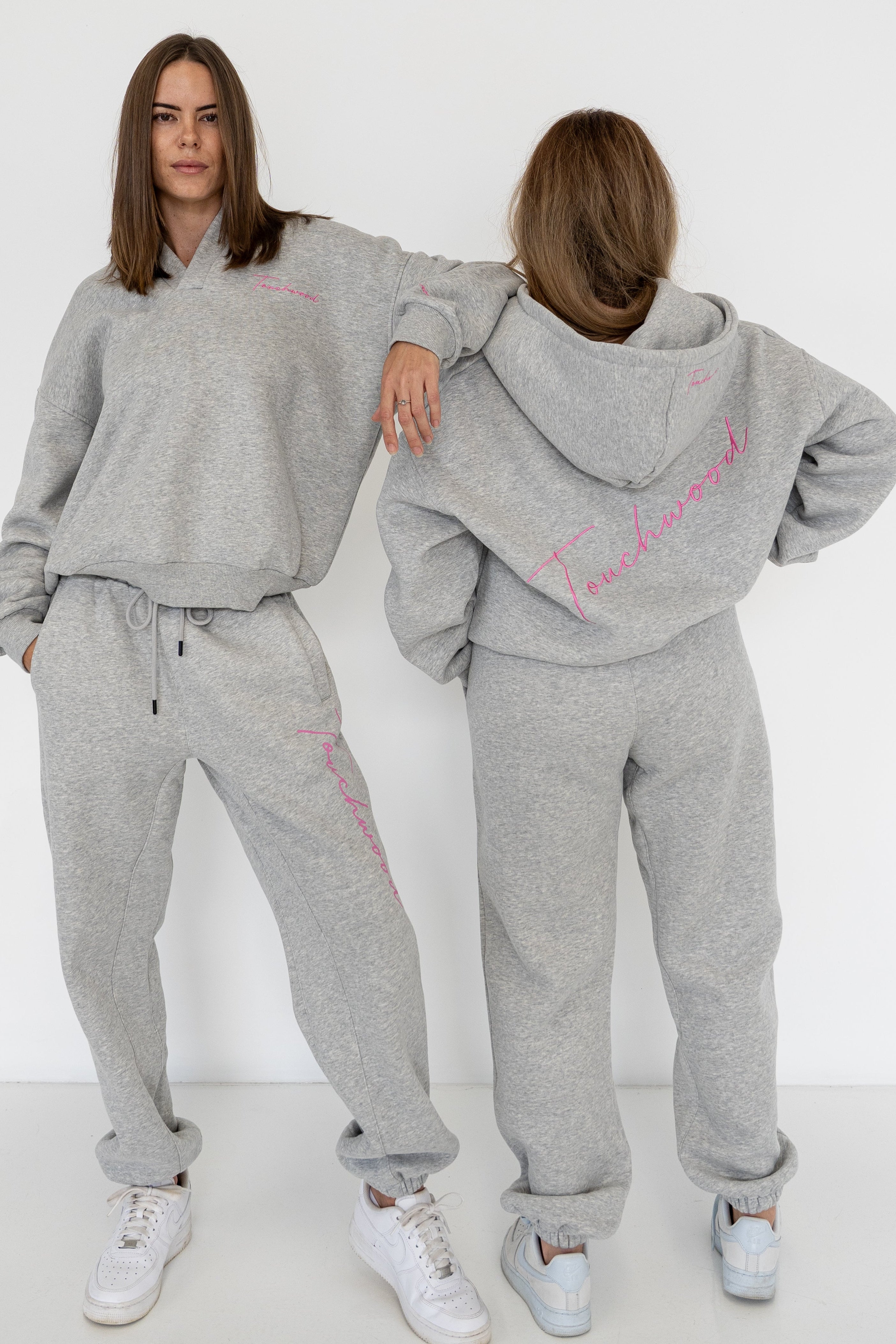 Light Grey and Pink Signature Series Track Pants