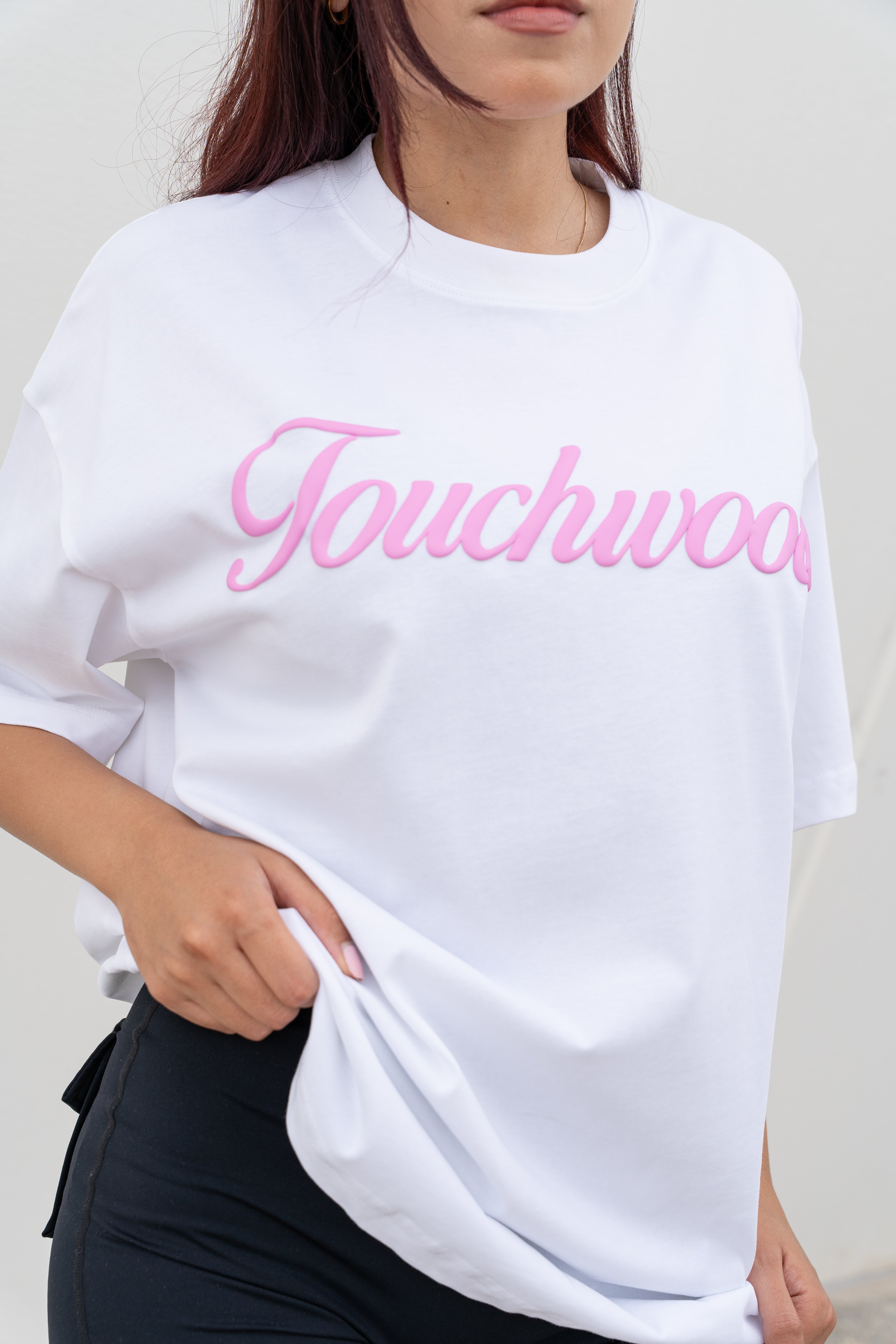 Puff Tee - White with Pink Puff