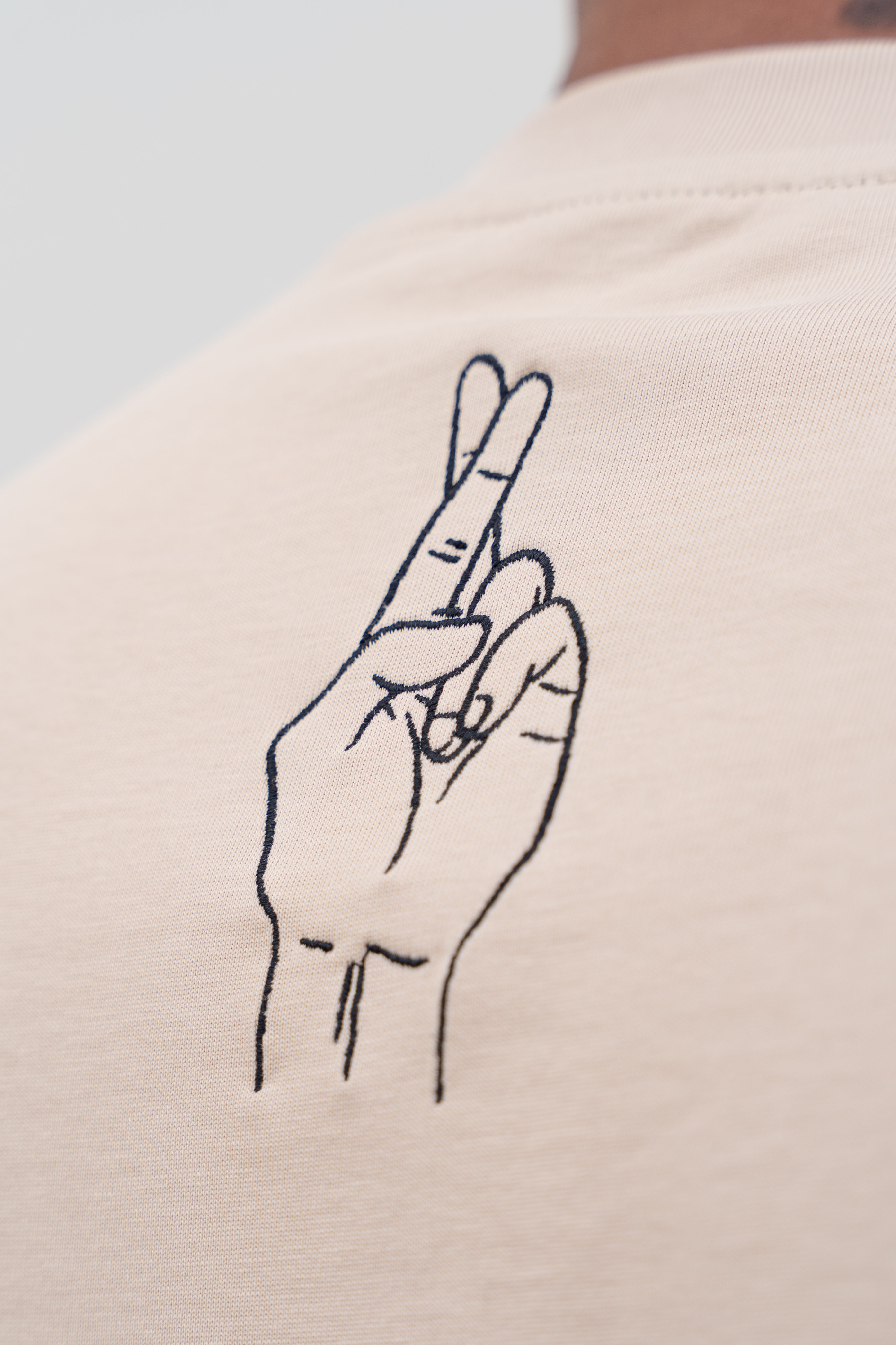 Embroidered "Get Lucky" - Khaki & Black