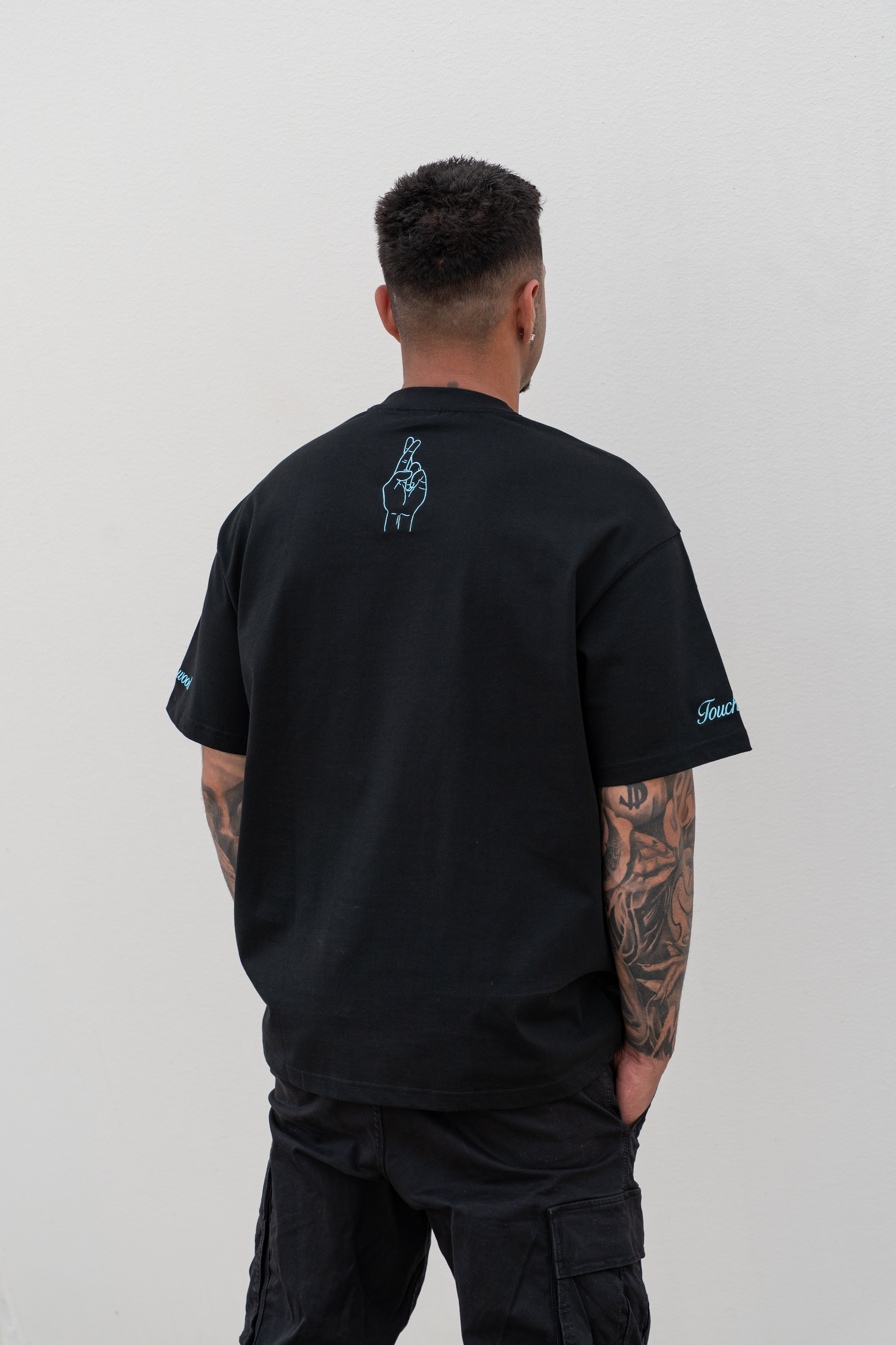 Embroidered "Get Lucky" - Black & Blue