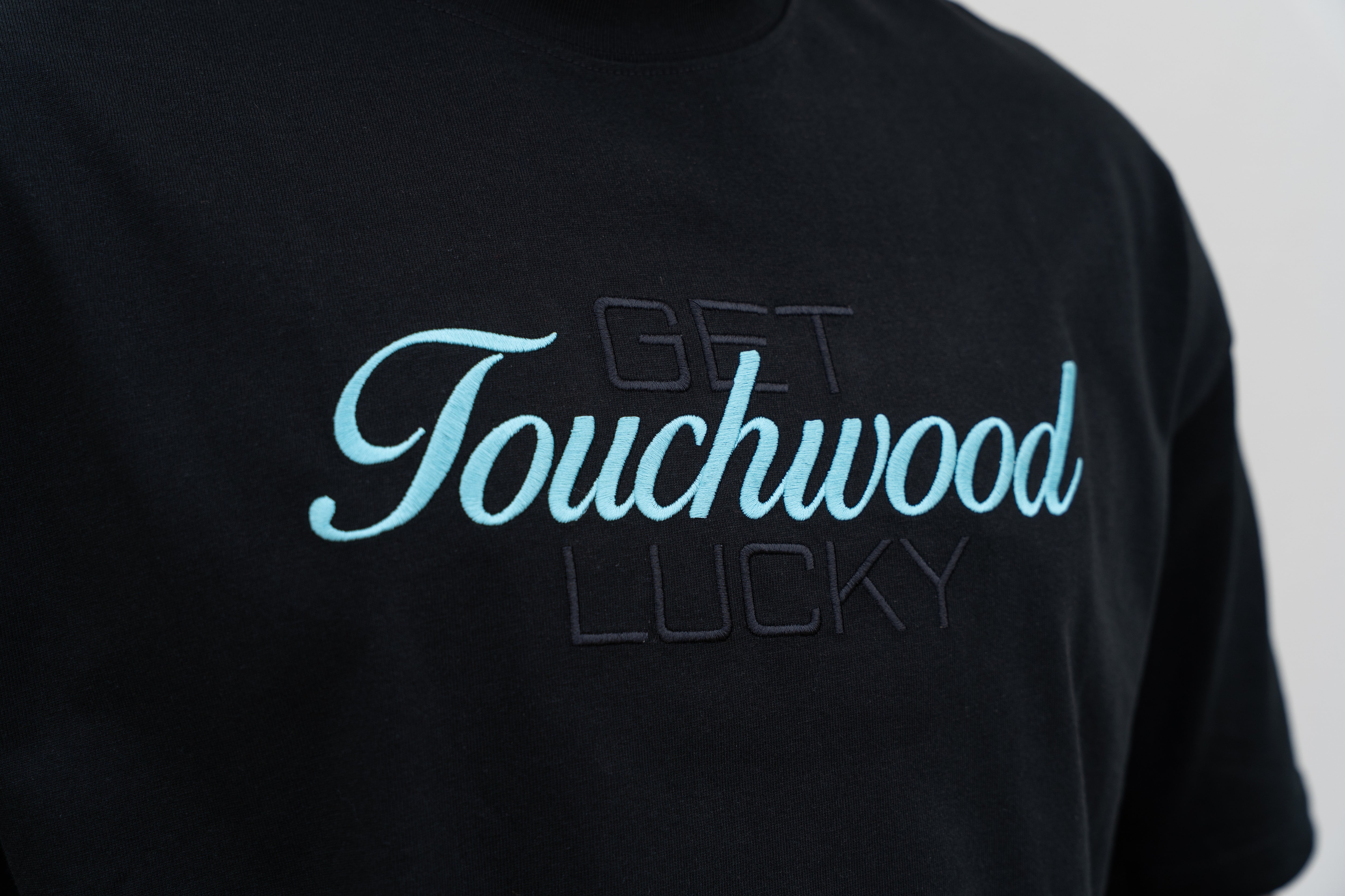Embroidered "Get Lucky" - Black & Blue