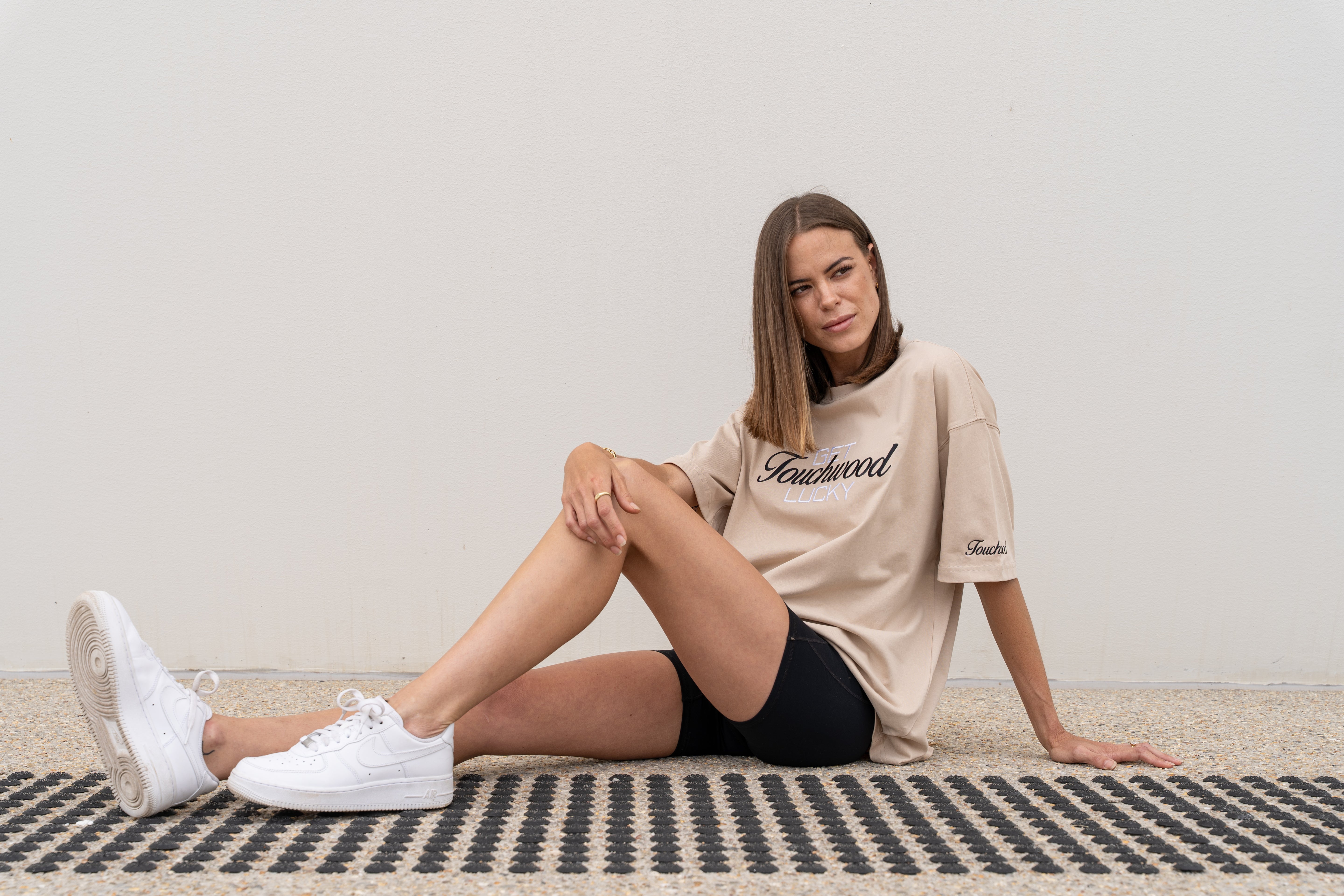 Embroidered "Get Lucky" - Khaki & Black